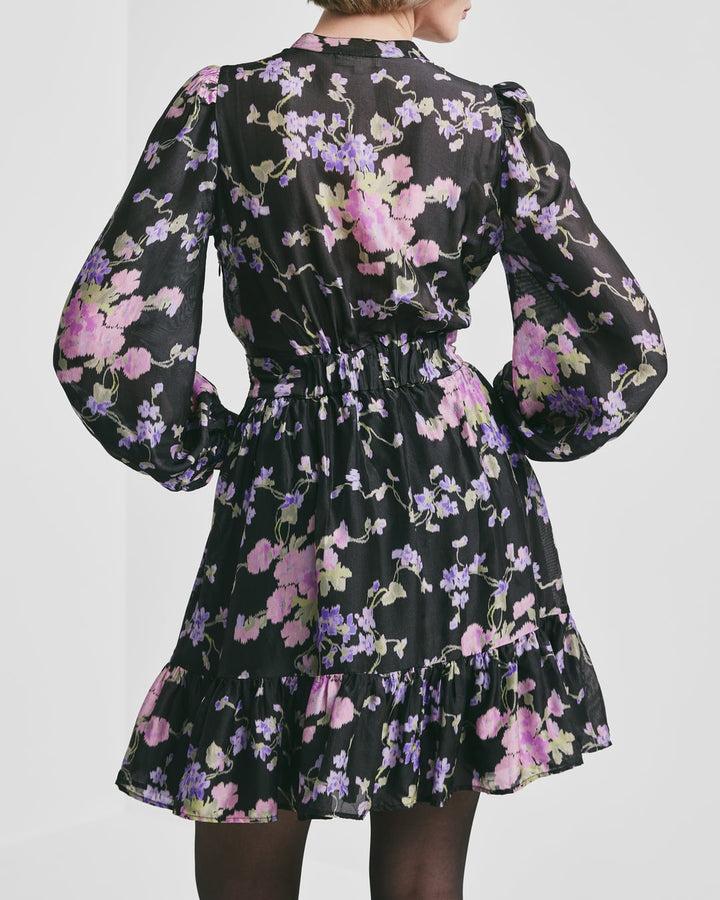 Striped Organza Mini Dress Midnight Viola