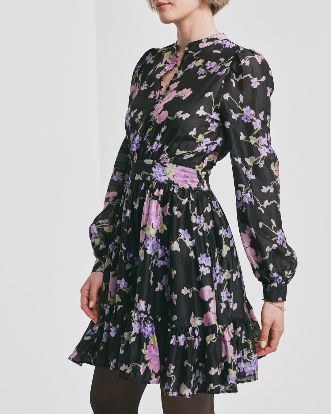 Striped Organza Mini Dress Midnight Viola