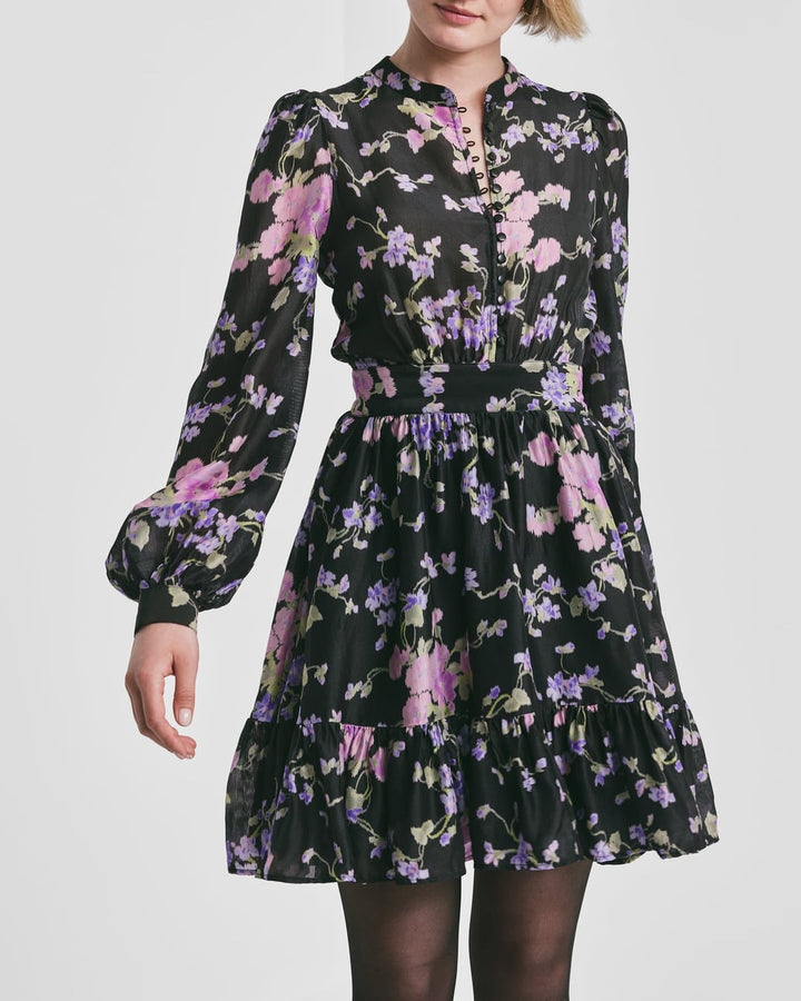 Striped Organza Mini Dress Midnight Viola
