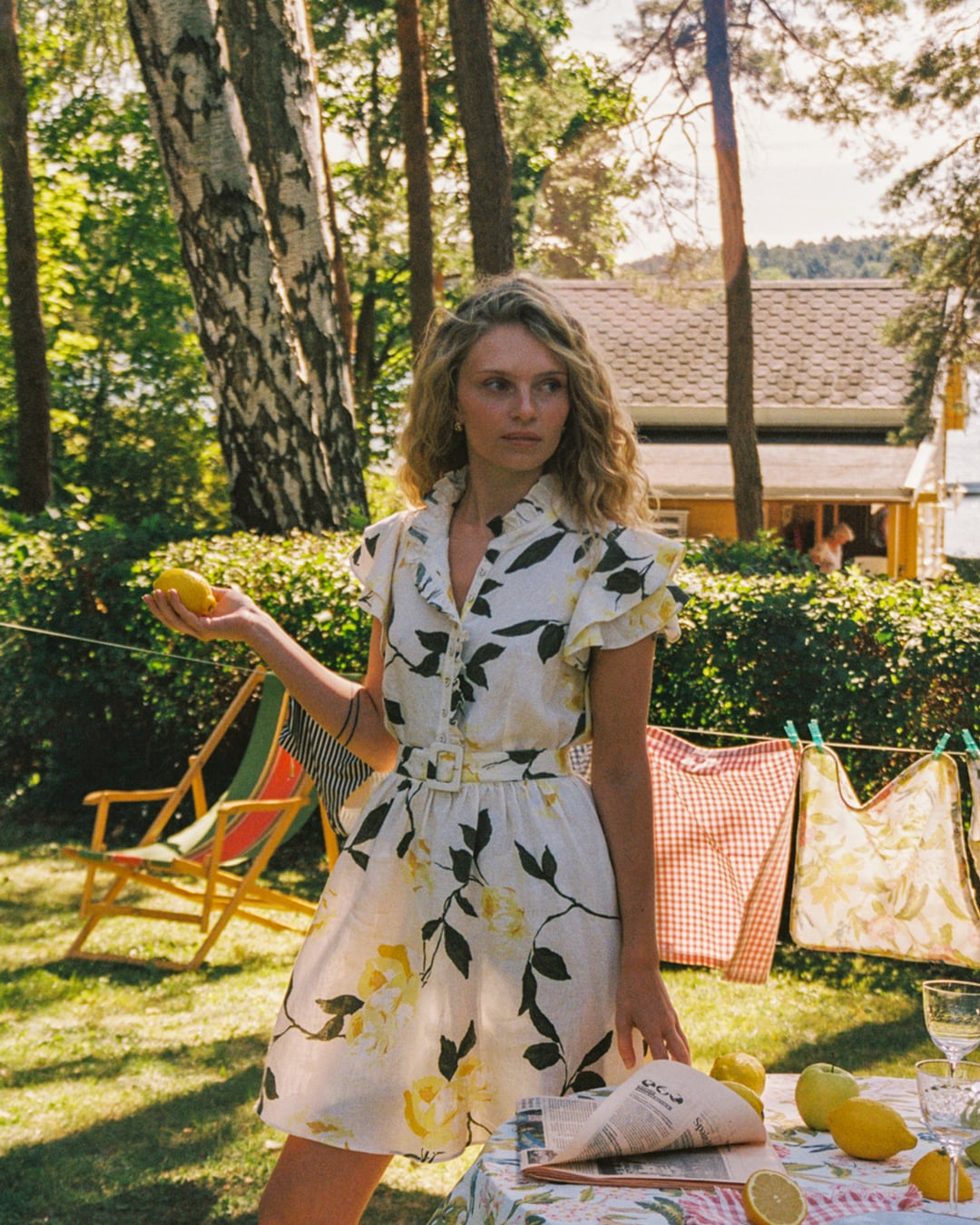 Linen Ruffle Dress Sunlight