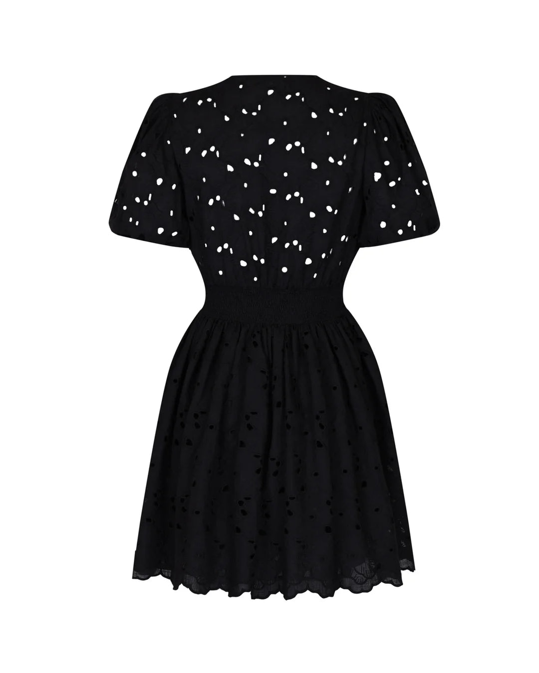 Broderie Anglaise Puffed Dress Black