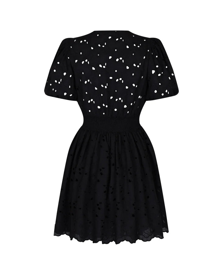 Broderie Anglaise Puffed Dress Black