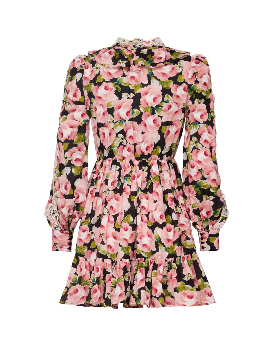 Cotton Slub V-Neck Dress Rose Bouquet