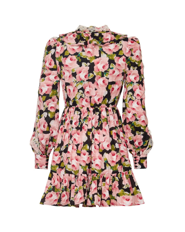 Cotton Slub V-Neck Dress Rose Bouquet