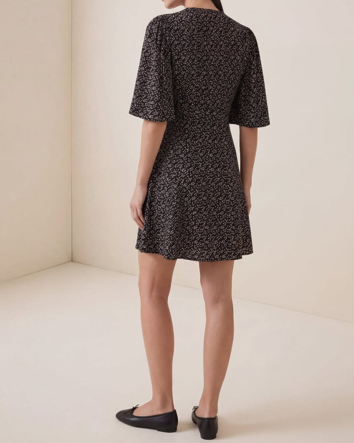 Spring V-Neck Dress Black Dots