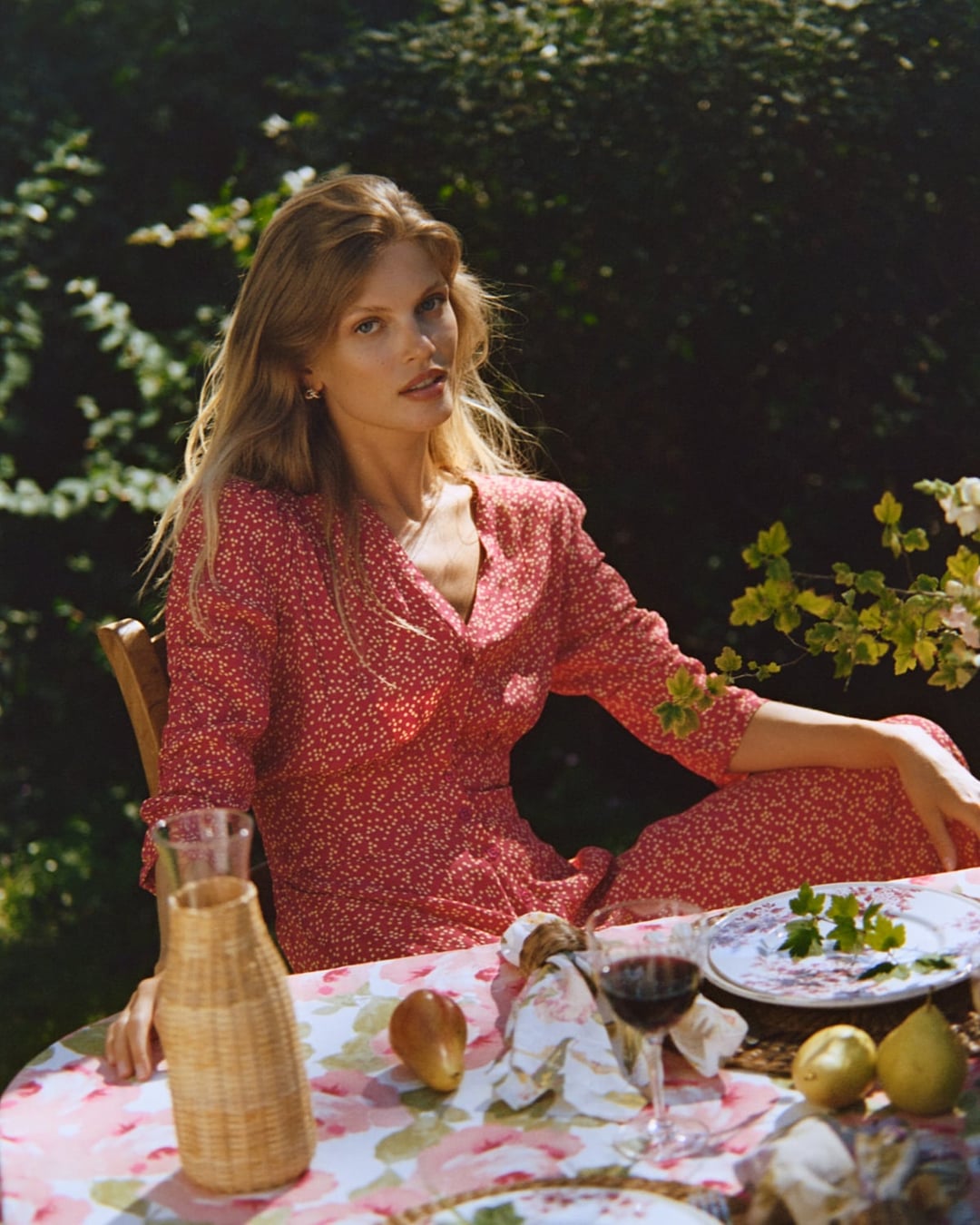 Spring Button-Down Dress Red Dots