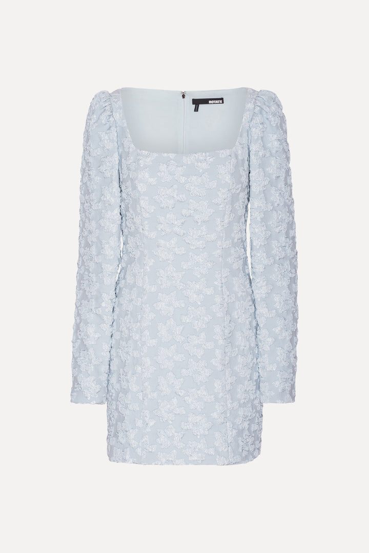 Jacquard Ls Mini Dress Illusion Blue
