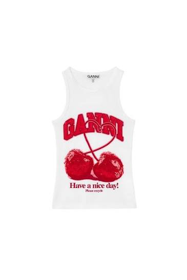 Compact rib jersey tank cherry
