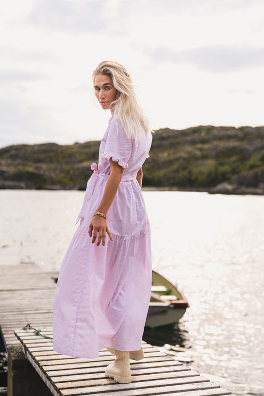Ida Maja 2/4 Shirt Dress STP B White/S Lilac