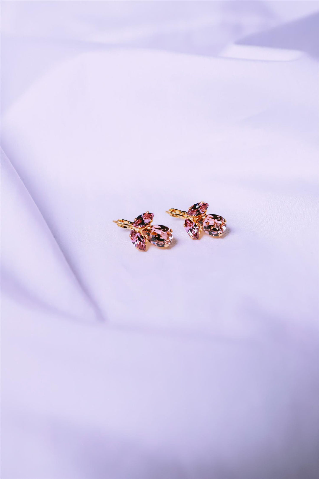 Petite Timo Earrings Gold Vintage Rose/Light Amethyst