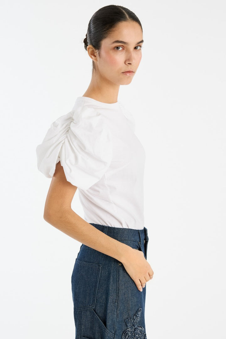 Puff Sleeve T-Shirt Bright White
