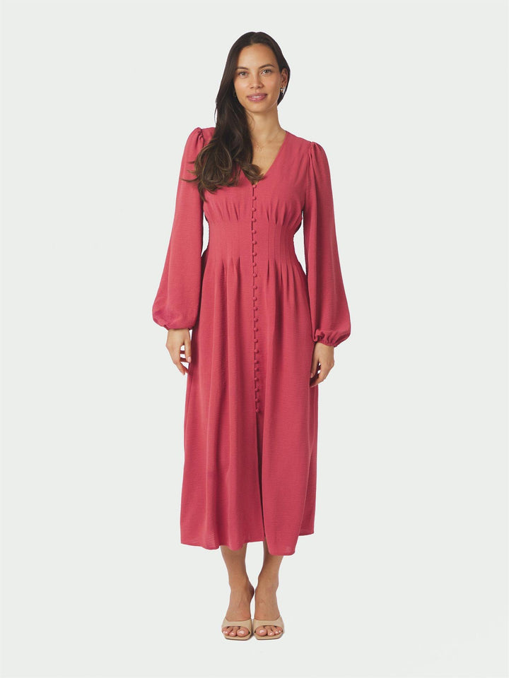 Annelie Solid Crepe Dress Cherry Pink