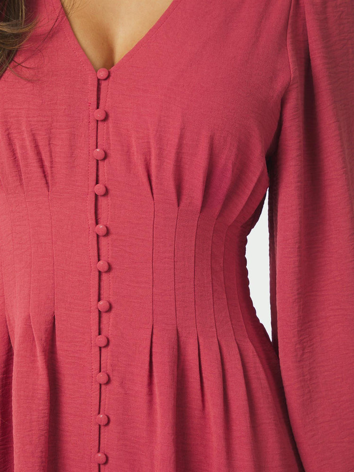 Annelie Solid Crepe Dress Cherry Pink