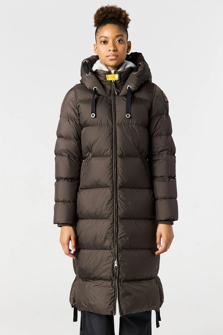Panda Long Down Jacket Earth Brown