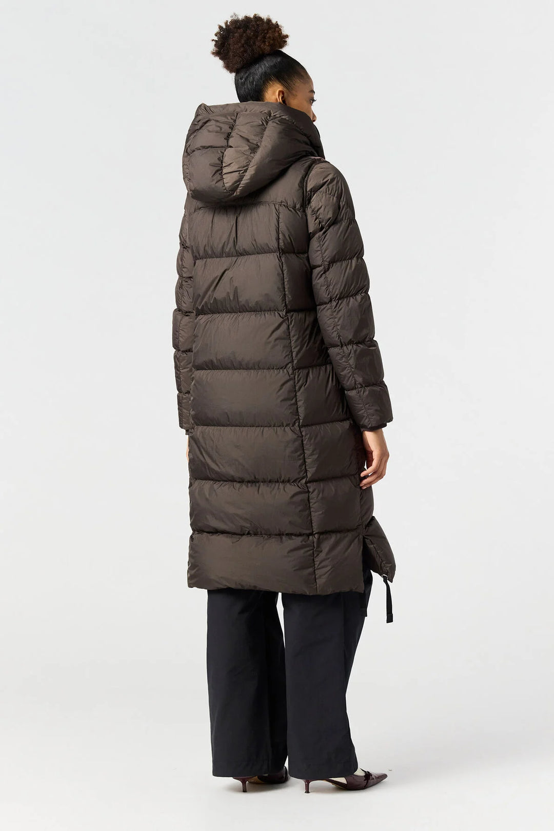 Panda Long Down Jacket Earth Brown