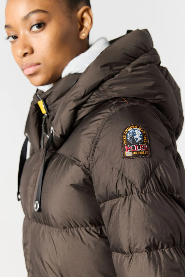 Panda Long Down Jacket Earth Brown