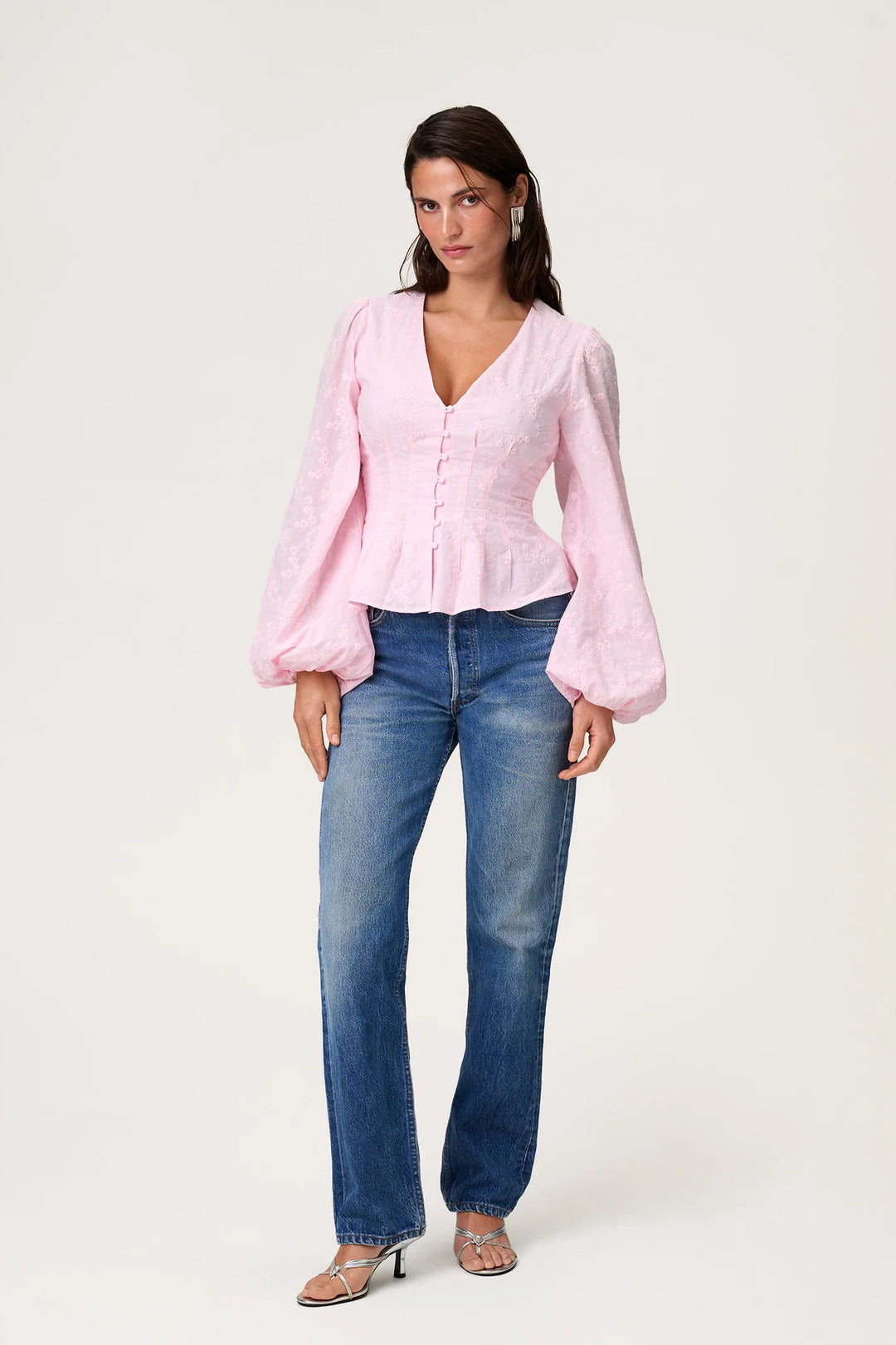 Palena Bluse Pink Embroidery