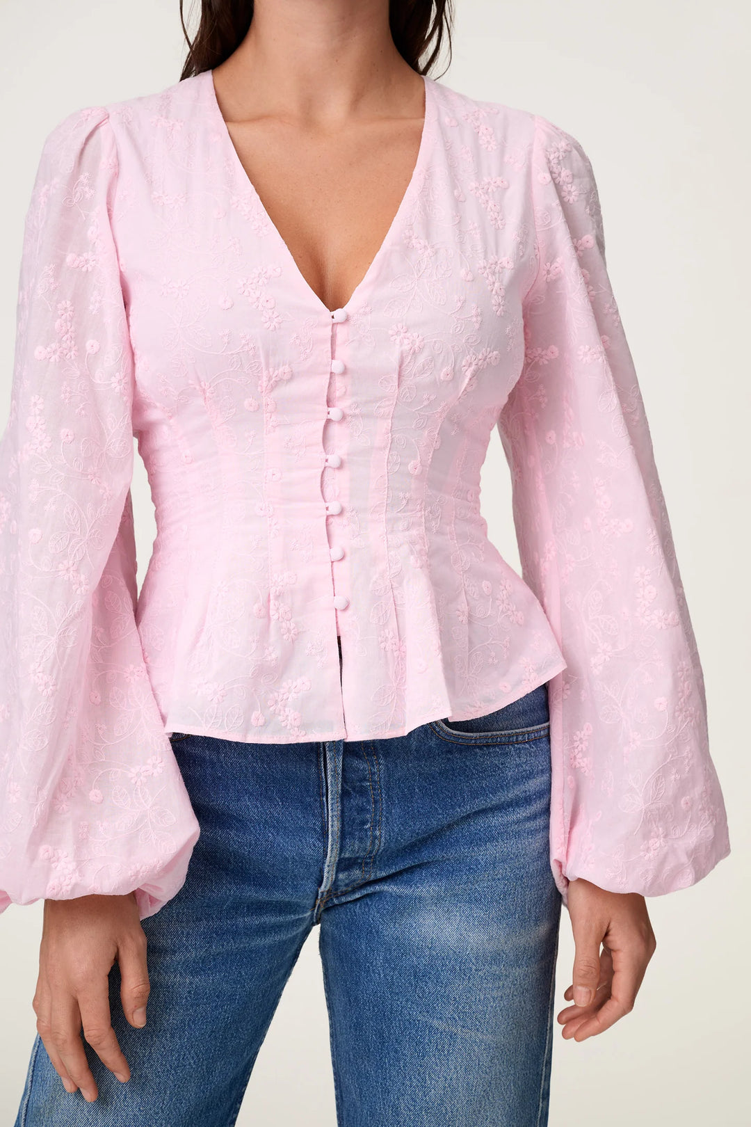 Palena Bluse Pink Embroidery