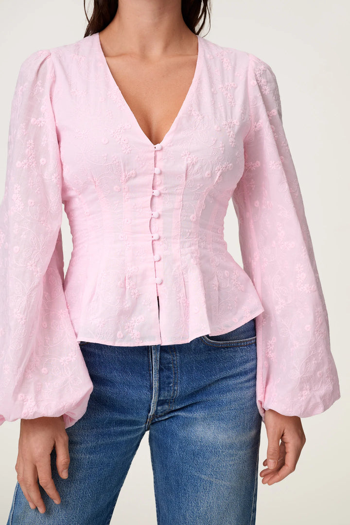 Palena Bluse Pink Embroidery