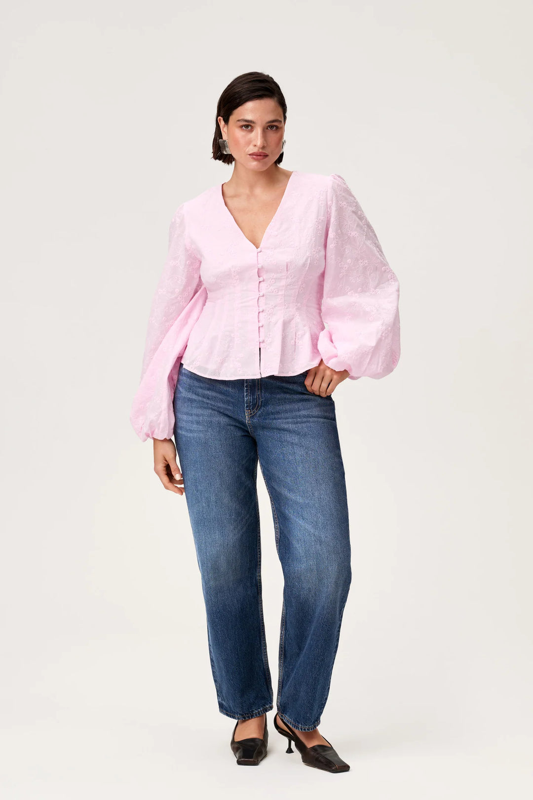 Palena Bluse Pink Embroidery