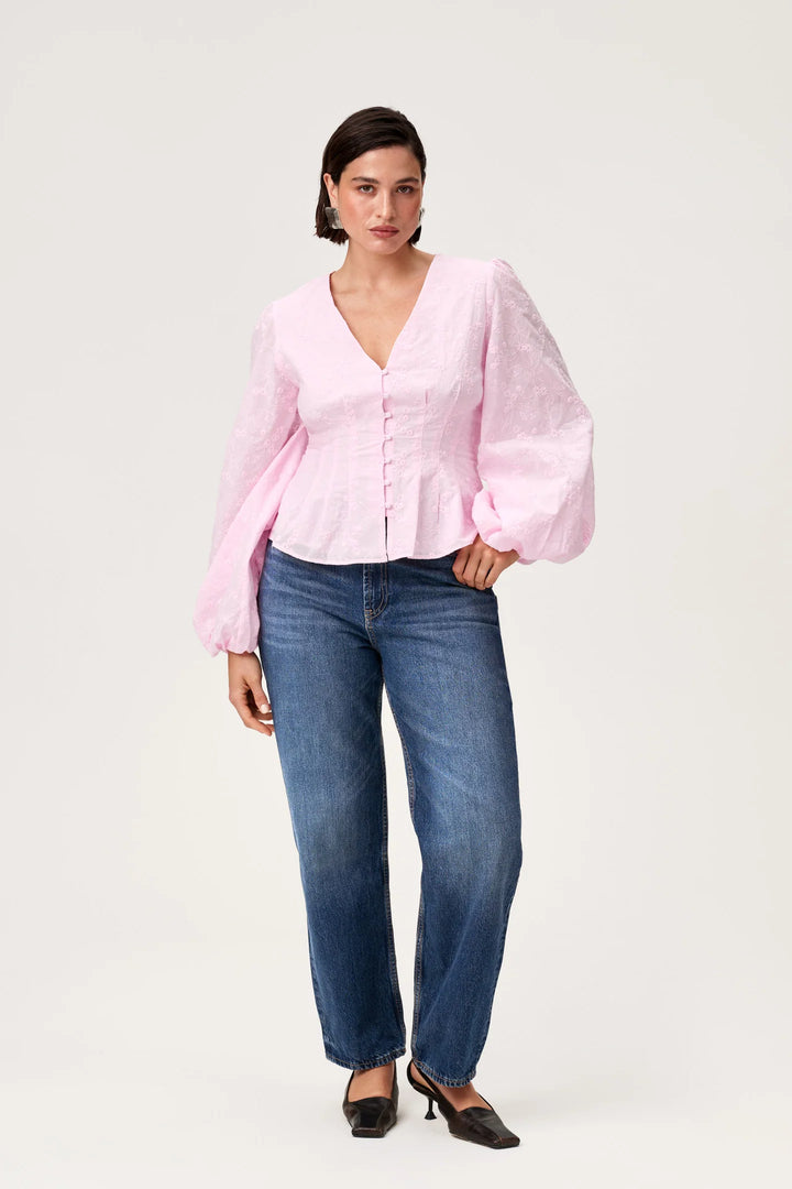 Palena Bluse Pink Embroidery