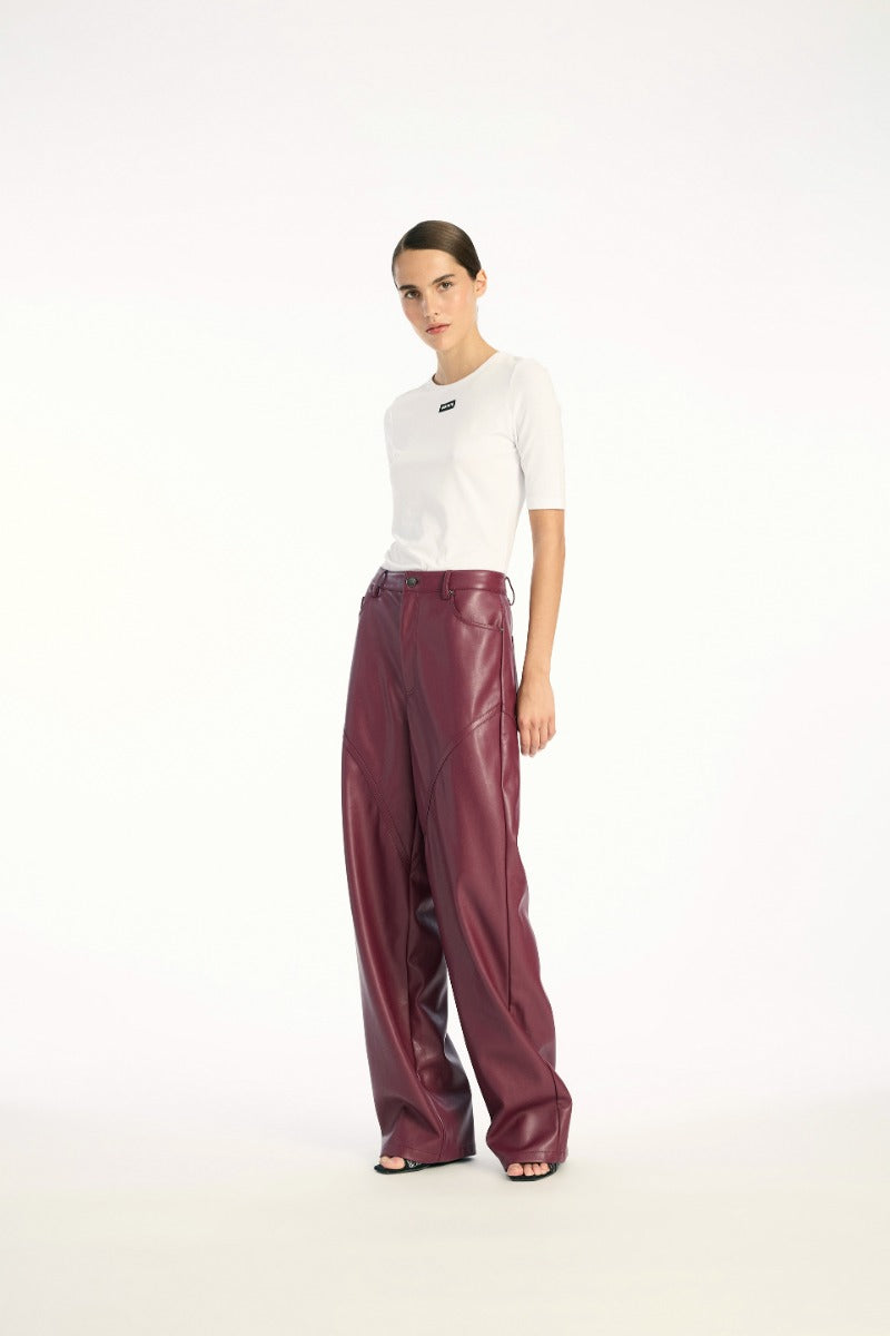 Mid Waisted Piping Pants Zinfandel