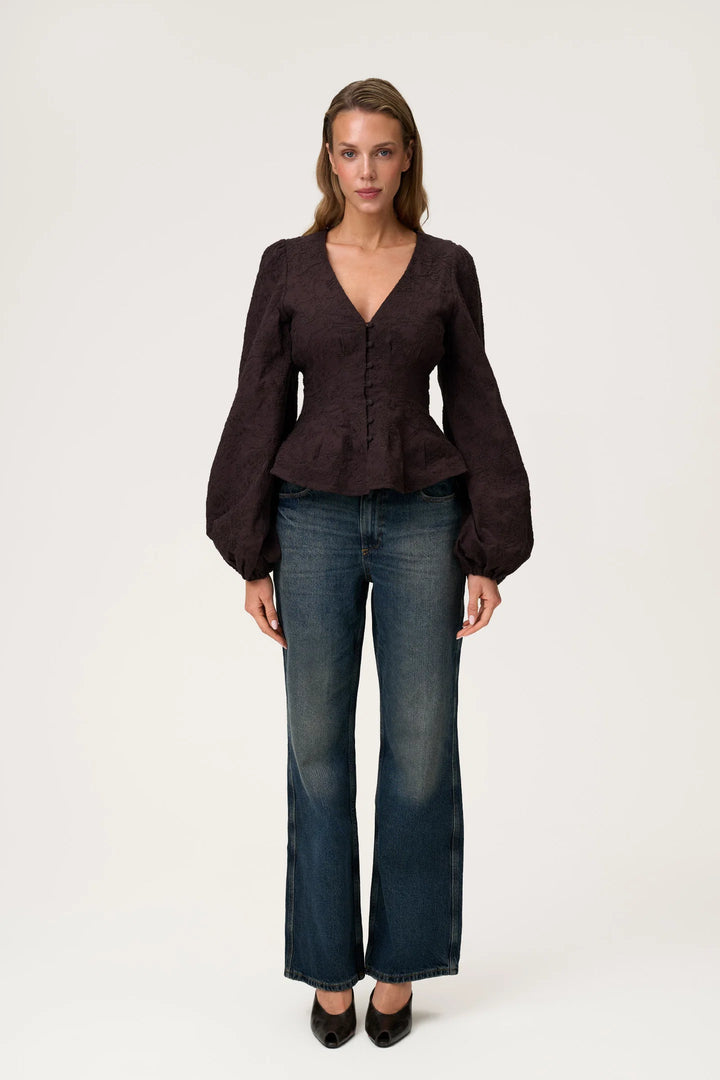 Palena Blouse Brown Embroidery