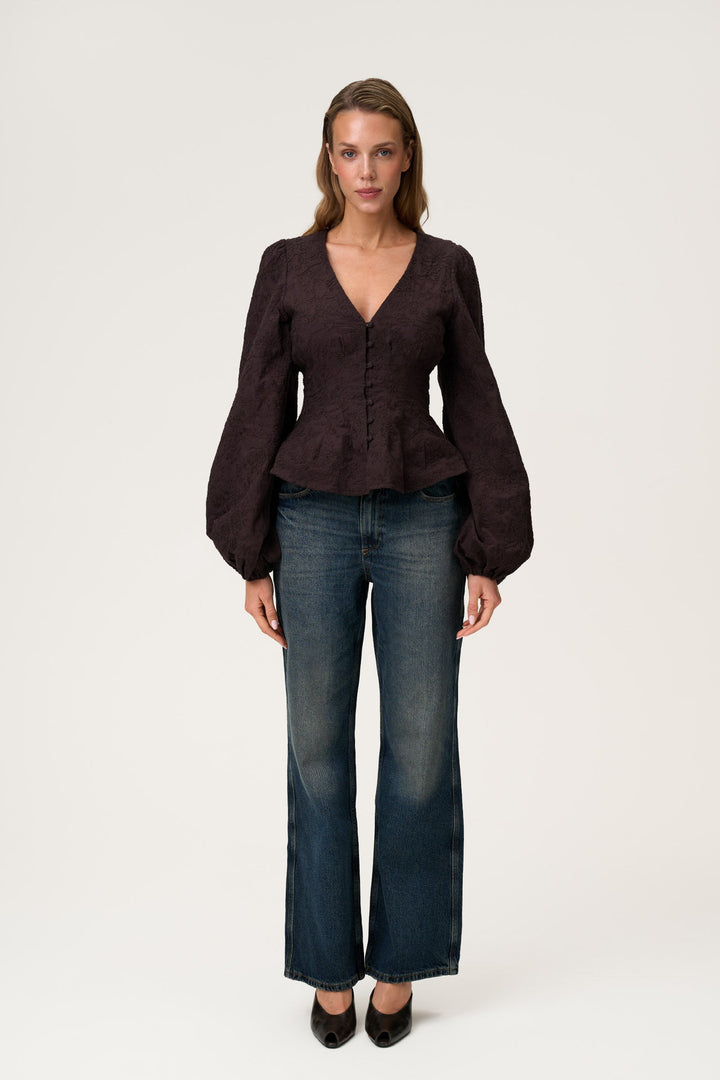 Palena Blouse Brown Embroidery