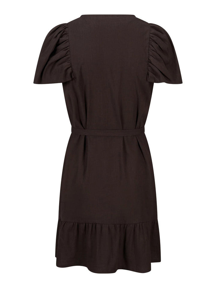 Mabel Stretch Linen Dress Dark Brown