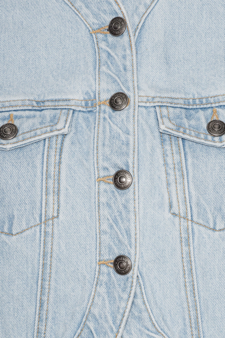 Round Sleeve Denim Jacket Light Blue Denim