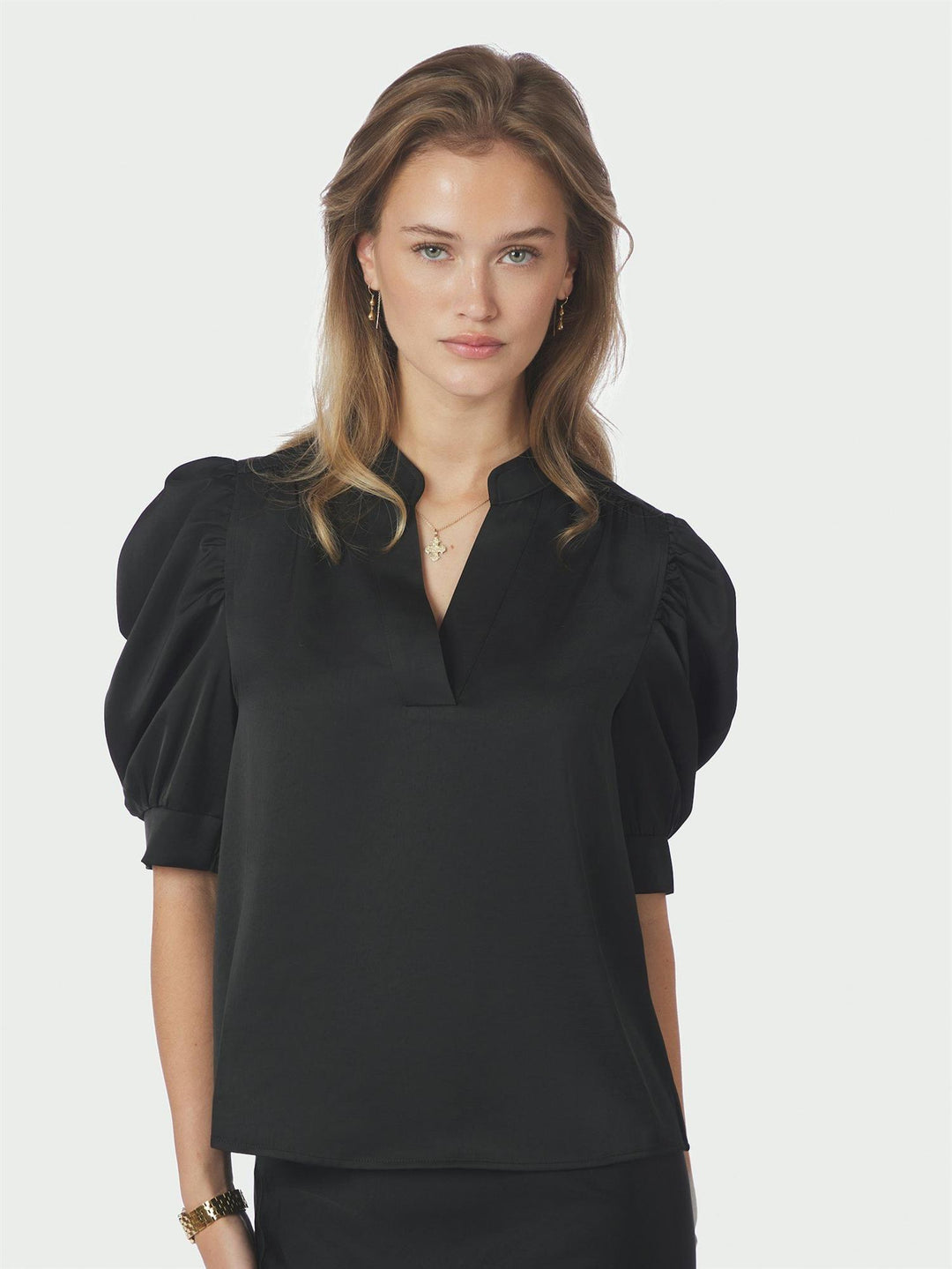 Roella Heavy Sateen Blouse Black