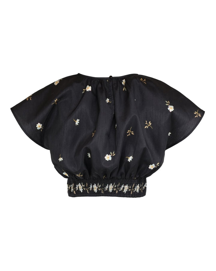 Taffeta Tieband Top Midnight Blossoms
