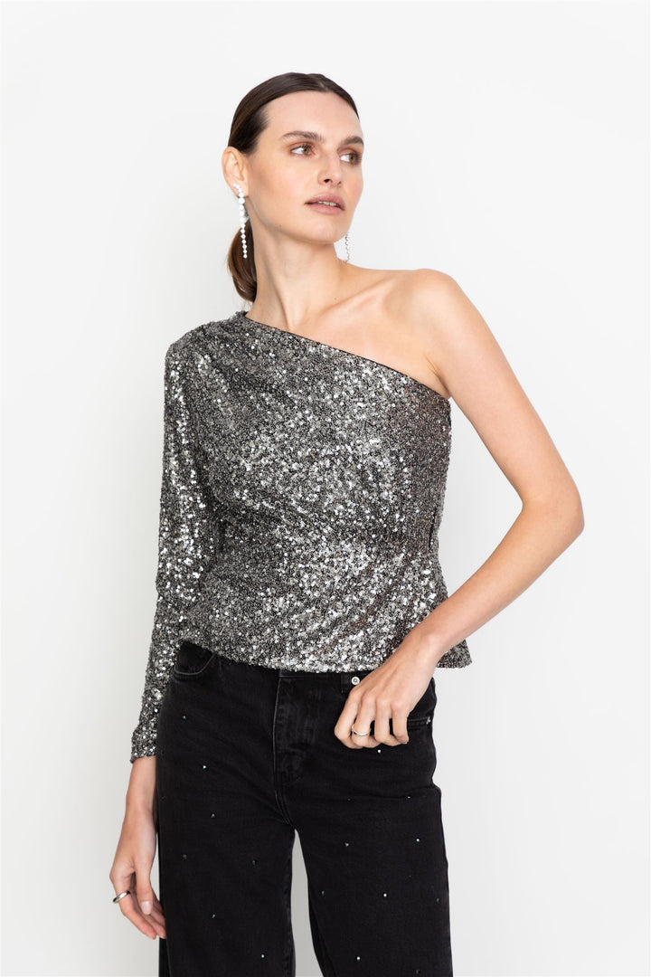 Libra Sequin Top Silver