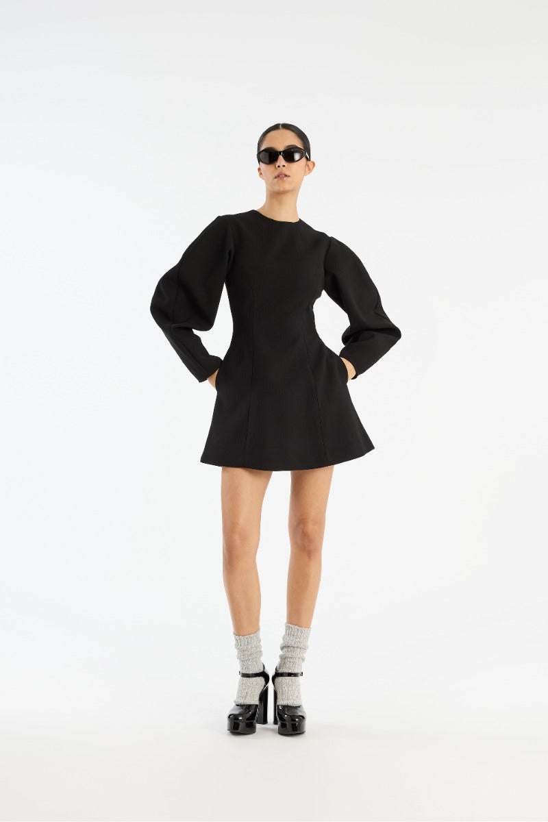 Suiting Flared Mini Dress Black