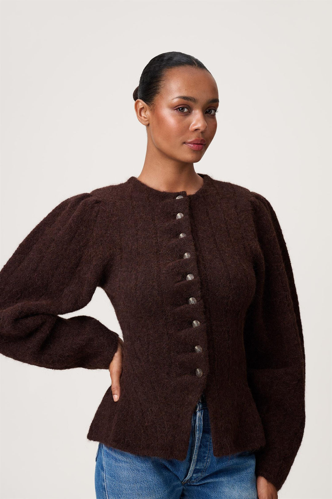 Arolla Cardigan Brown Melange