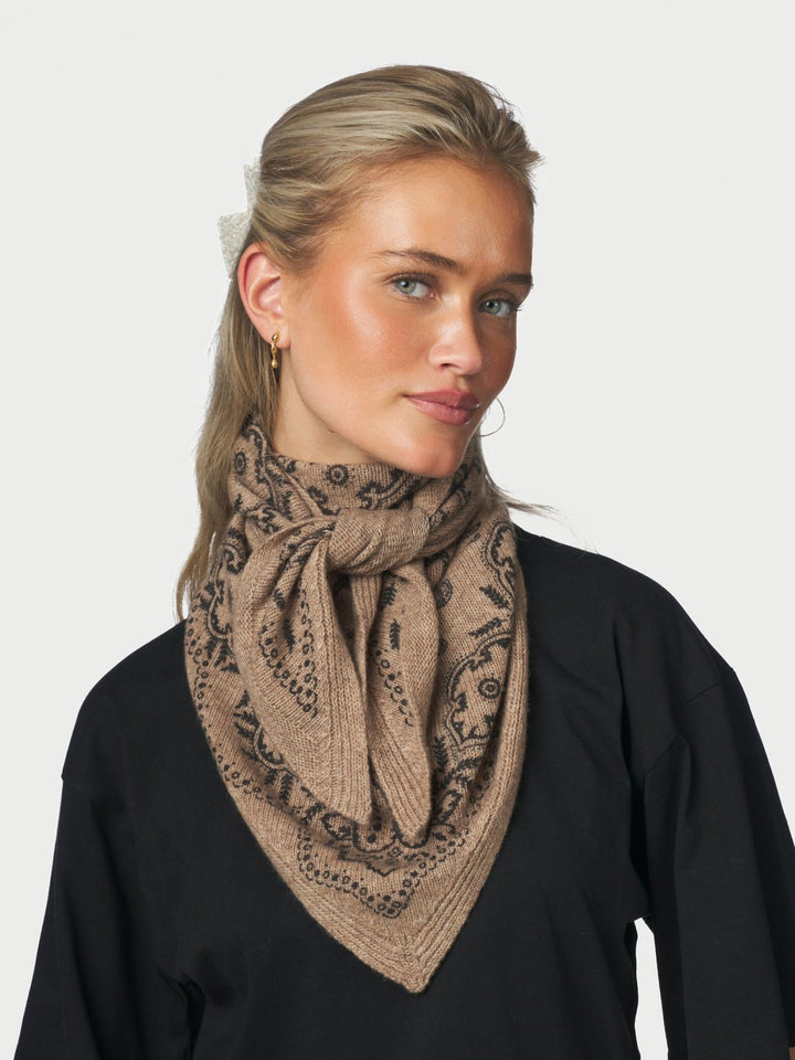 Lolana Paisley Knit Scarf Beige Melange