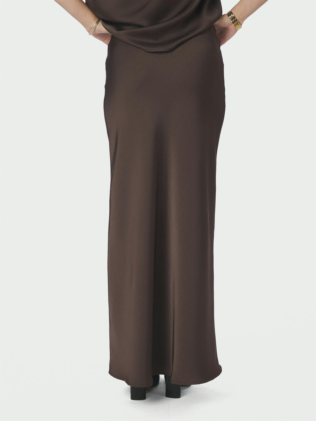 Vicky Heavy Sateen Skirt Dark Brown