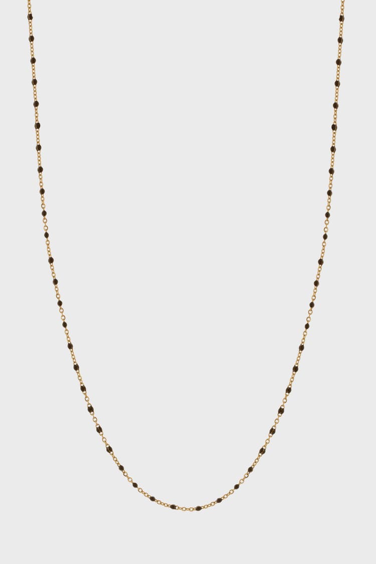 The Black Bead Necklace Gold