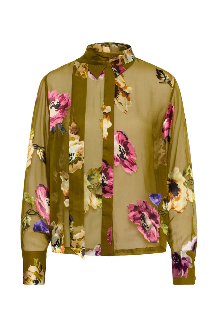 Darcia P Shirt Olive Green Flower