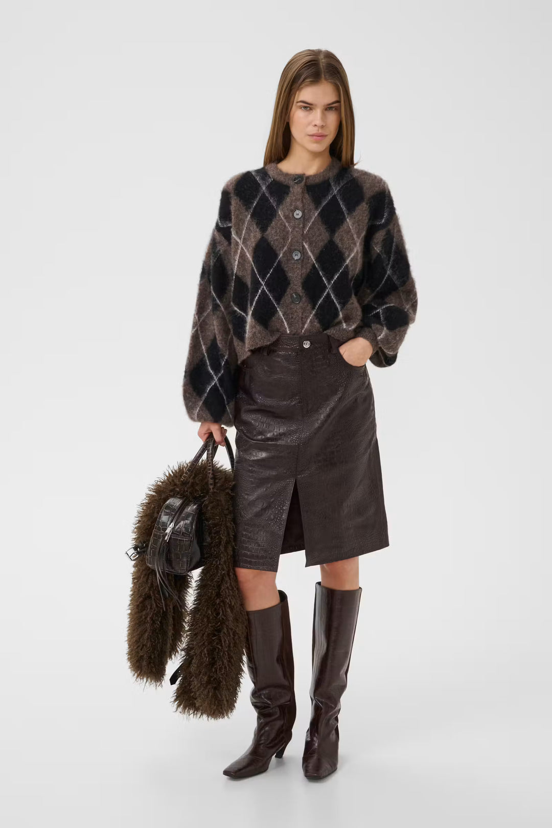 Sida Multi Cardigan Black/Chestnut