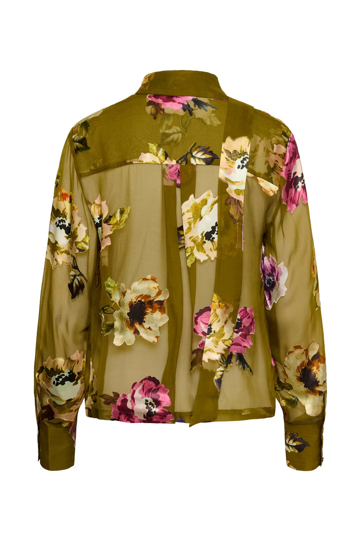 Darcia P Shirt Olive Green Flower