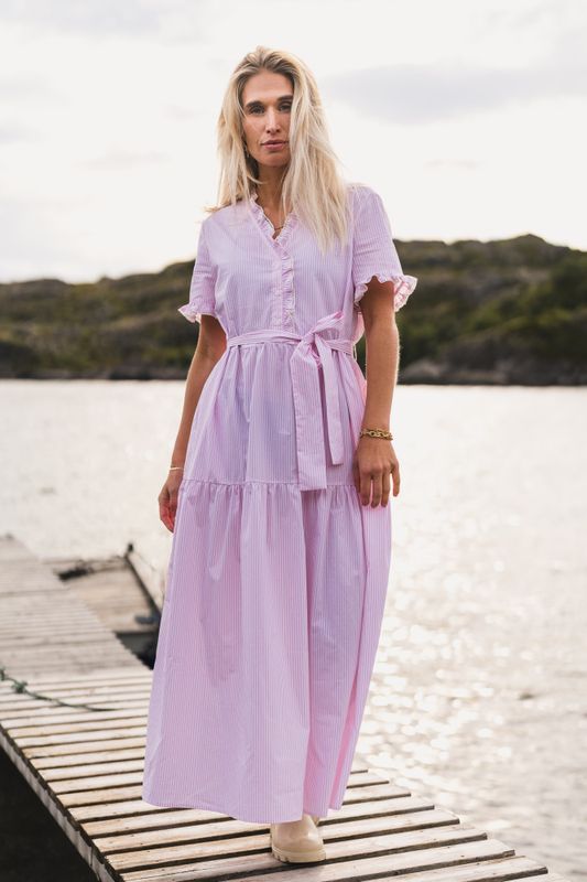 Ida Maja 2/4 Shirt Dress STP B White/S Lilac