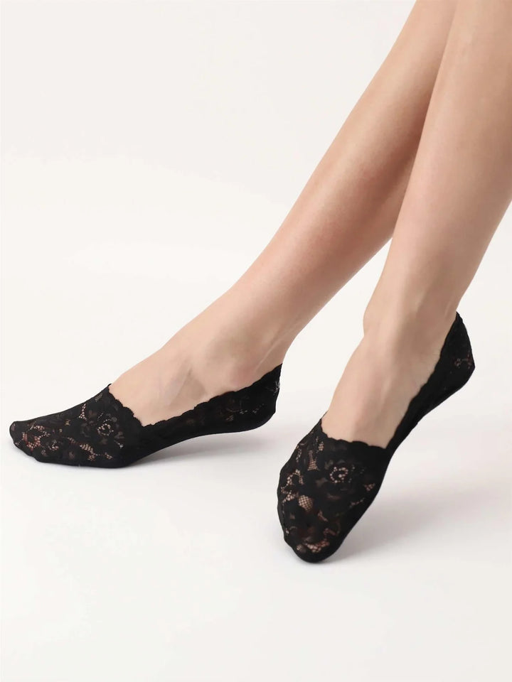 Lacy No Show Socks Black