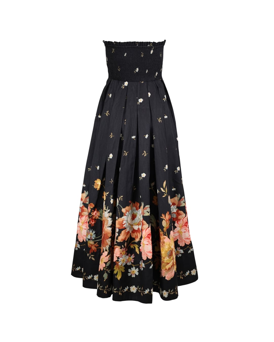 Taffeta Bandeau Dress Midnight Blossoms