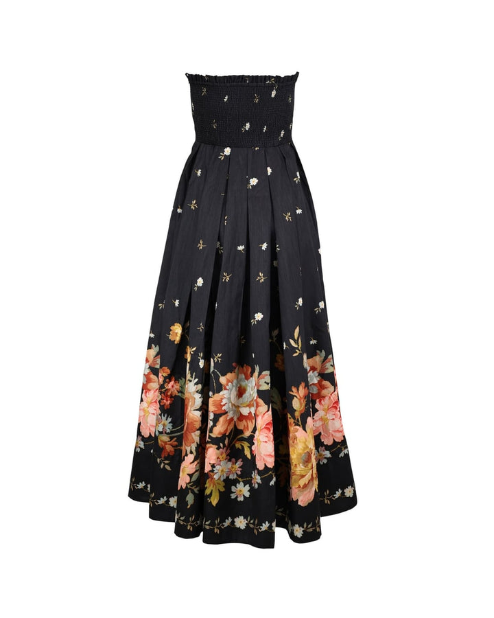Taffeta Bandeau Dress Midnight Blossoms