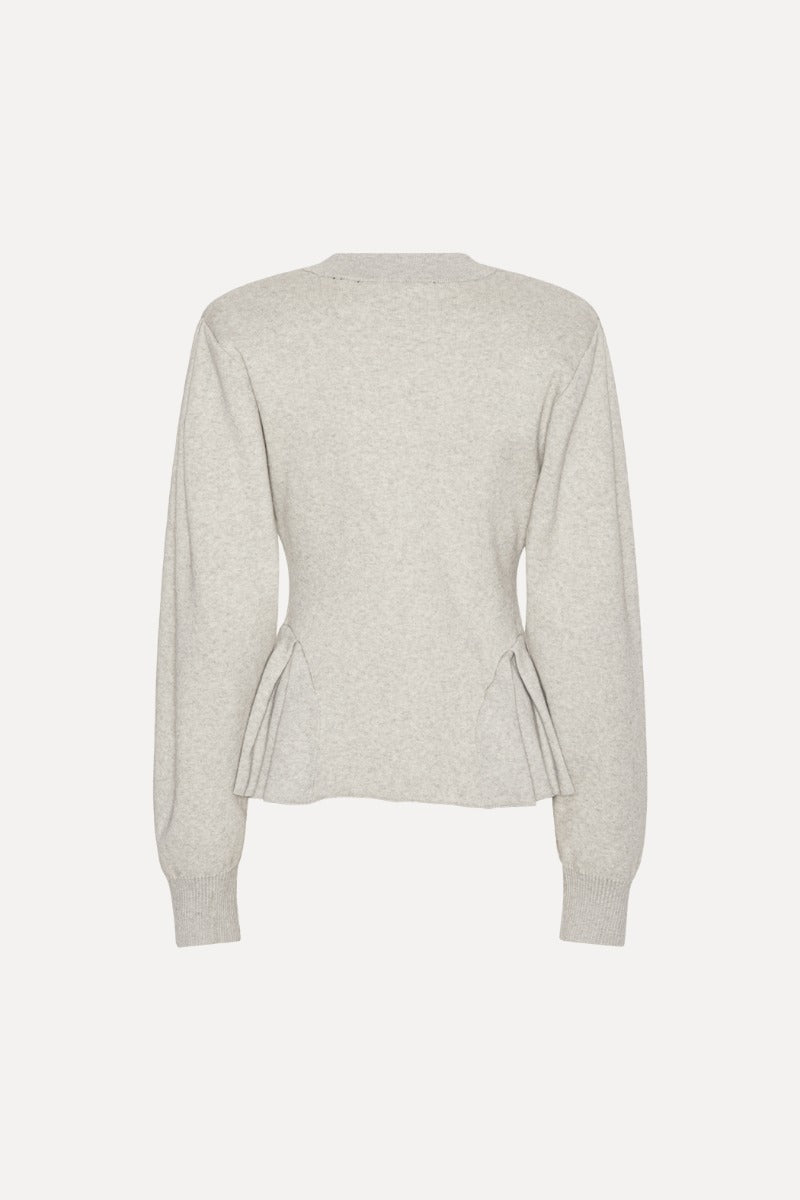 Peplum Knit Cardigan Pumice Stone