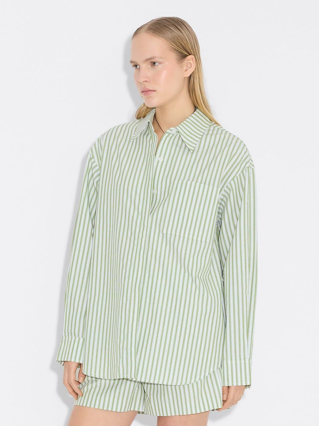 Loose Stripe Shirt Green Stripe