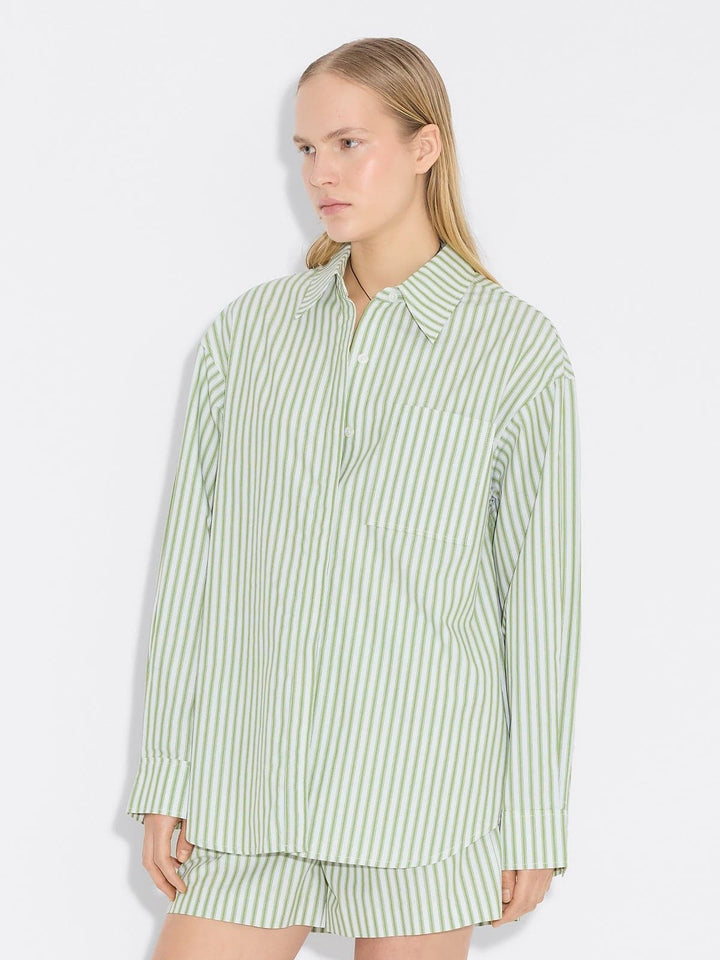 Loose Stripe Shirt Green Stripe