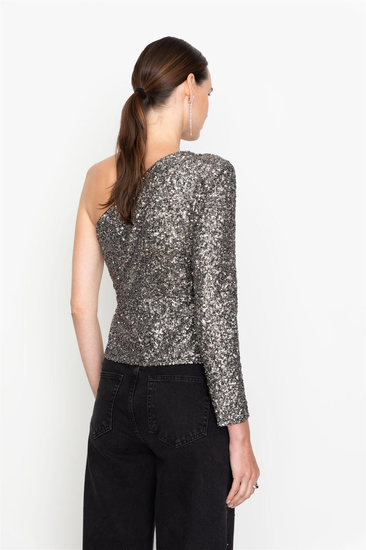 Libra Sequin Top Silver