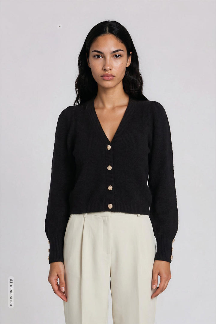Syringa Brushed Krista Knit Cardigan Black